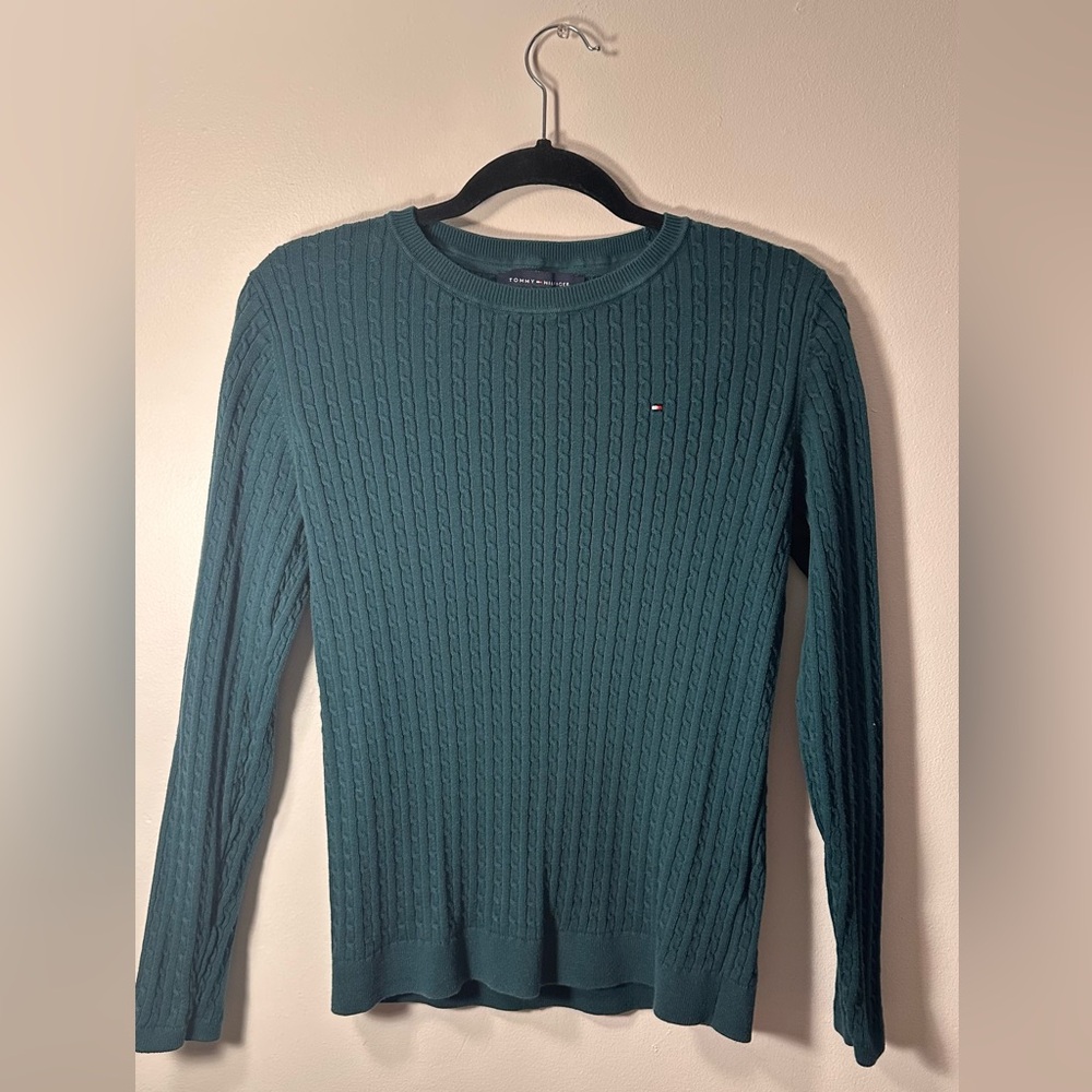 Tommy Hilfiger Women's Teal Crewneck Sweater